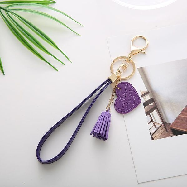 

fashion heart key chain pu leatherholder tassel llavero jewelry gift charm porte clef women jewelry acessoryeh133 h bbyhgv