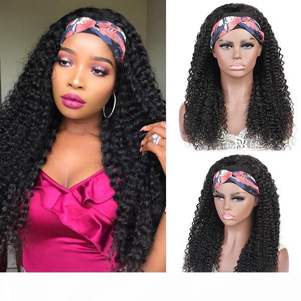 

ishow human hair wigs with headbands no glue easy to install body straight water headband wig loose deep curly none lace wigs, Black;brown