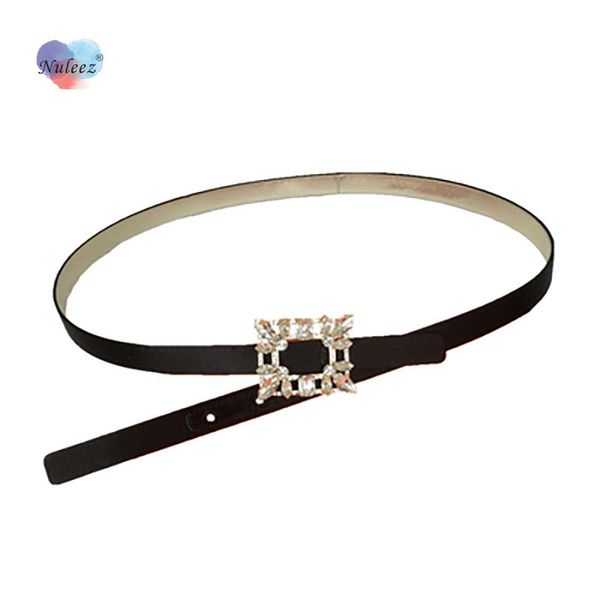 

nuleez velvet belts women luxury diamond buckle copper hardware 2.0 cm wide for dress and trousers, Black;brown