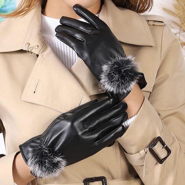 

five fingers gloves fashion warm pu leather simulation washed plus velvet winter riding driving glove christmas gifts, Blue;gray