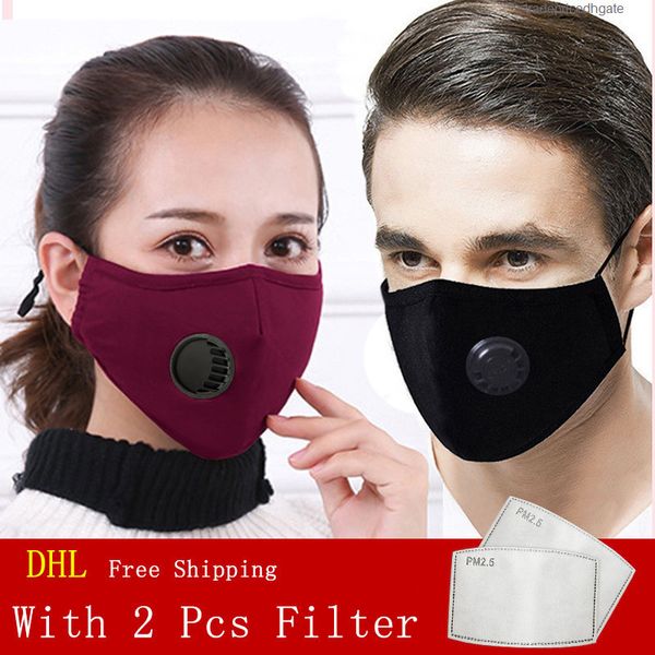 

factoryqt2dmask breathing face 2 pcs valve with fashion pm2.5 filter cotton dust and smog reusable protective masks dhl i