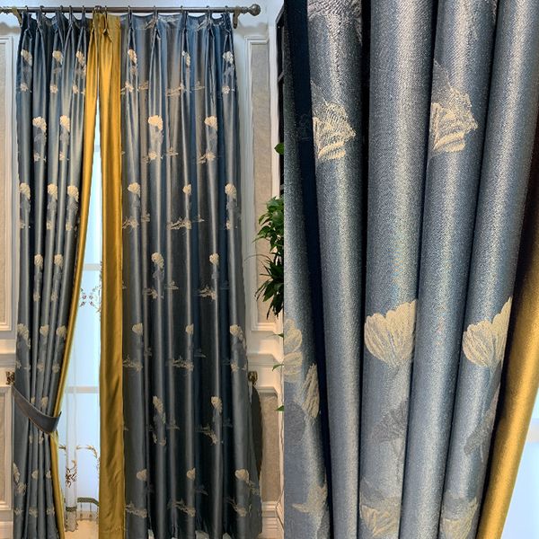 

factory high-end new chinese polyester cotton jacquard curtain window shade cloth living room bedroom zero scissors wholesale