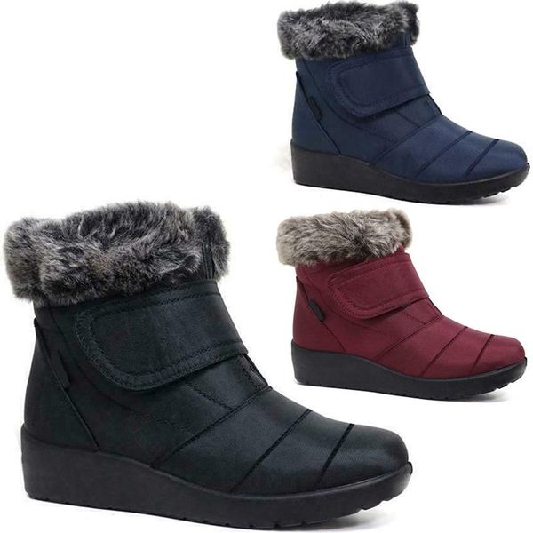 

women boots women shoes waterproof ankle snow boots shoes warm fur plush winter platform botas de mujer, Black