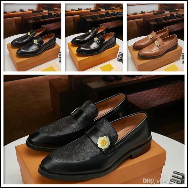 

1j men's genuine leather shoes business designer dress moccasins flats slip on new men's casual shoes dress mens business shoes 22, Black