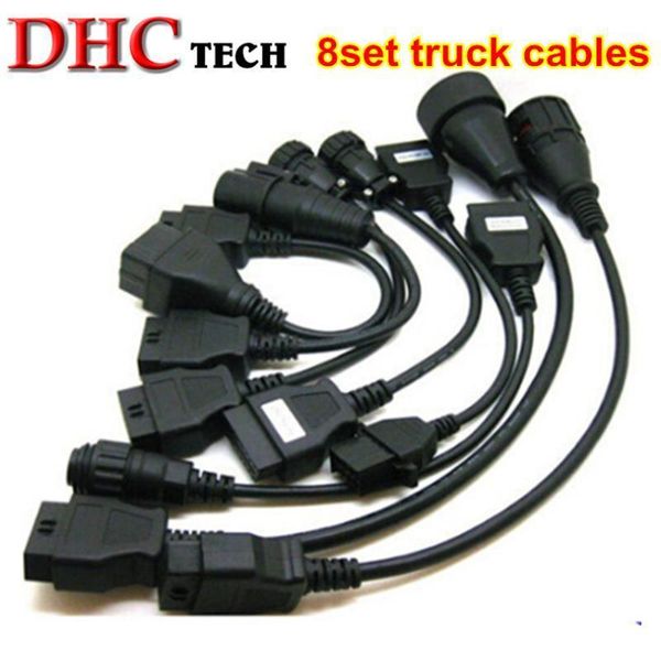 

good quality full set 8 truck cables obdii obd2 for trucks auto diagnostic tool tcs pro interface scanner1