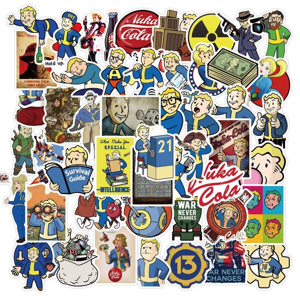 

50pcs/set fallout game small waterproof sticker for laptravel case bike skateboard
