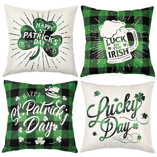 

st. patrick's day decorations pillow covers 18 inch for irish shamrock home decor throw pillow case jk2101xb