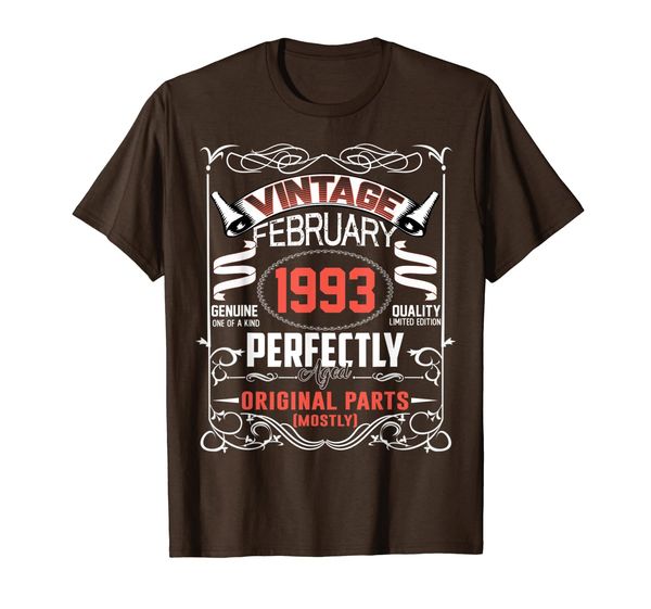 

vintage february 1993 27th birthday gift 27 years old t-shirt, White;black