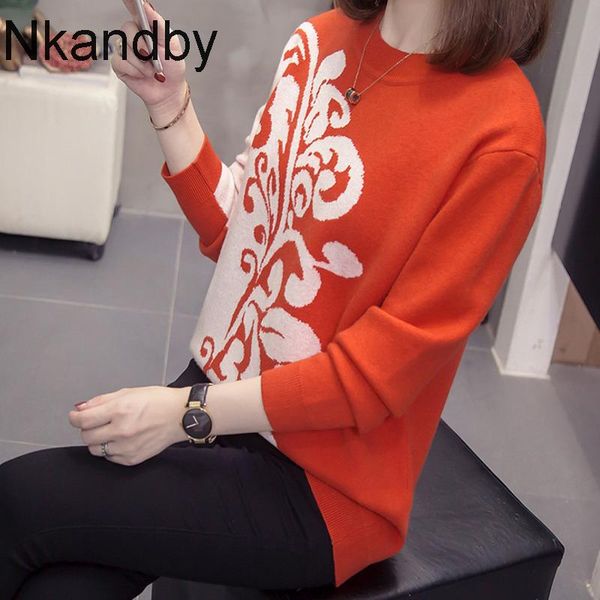 

women's sweaters plus size floral pullovers women 2021 autumn winter loose korean style knitted jumpers female knitwear oversize clothe, White;black