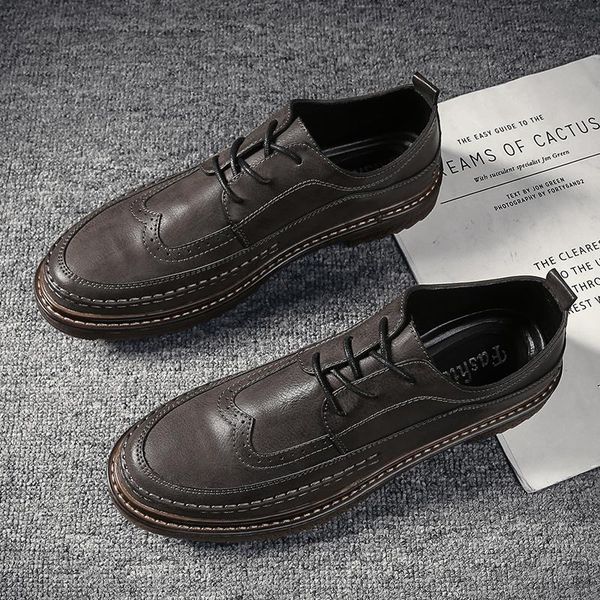 

2021 ventilation new style popular men's leather shoes fashion shoes, Black