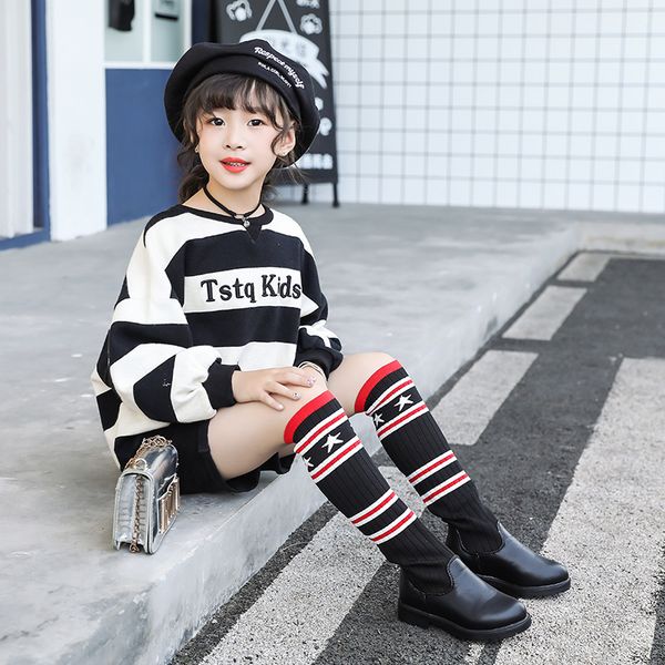 

students casual fashion princess girls for kids children over the knee sock boots new winter 2020 hot, Black;grey