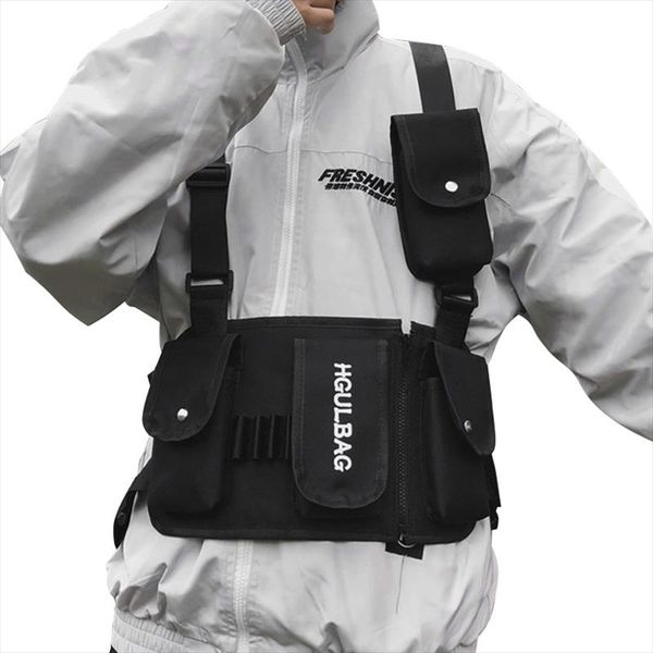 

Men Chest Rig Bag Women Waist Pack Hip Hop Shoulder Crossbody Man Tactical Kanye West Vest Chest Black Streetwear Bags 510