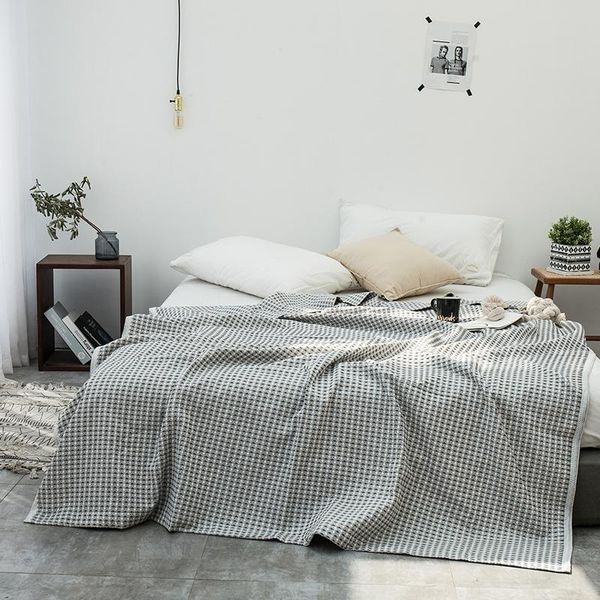

48 new product soft color waffle design skin-friendly cotton fabric multi-functional blanket