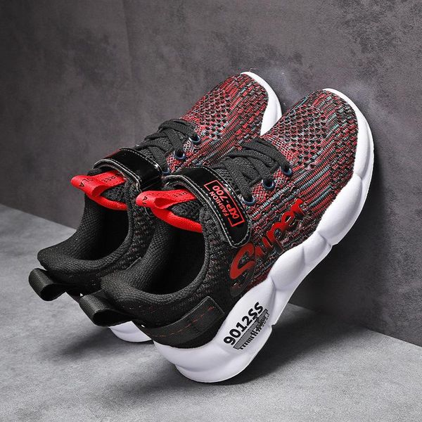 

athletic & outdoor autumn boys children shoes fashion all-match sports casual kids solid sole knit upper soft light breathable coconut, Black