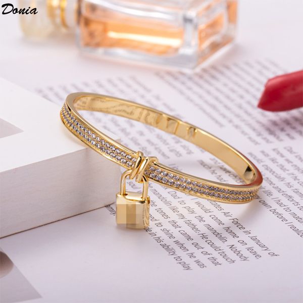 

denia jewelry european and american fashion exaggeration lock full diamond micro inlaid zircon bracelet women's designer bracelet, Black