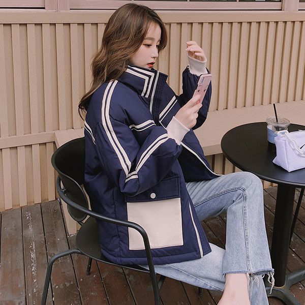 

2021 new winter women's short ins casual korean of oversize tooling cotton student jacket msra, Black