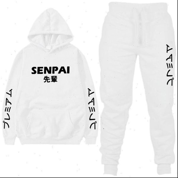 

autumn winter men two pieces set new senpai hooded sweatshirts sportswear men tracksuit hoodie men streetwear hoodies pants sets, Gray