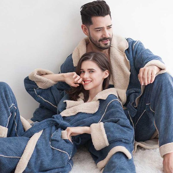 

2020 flannel robes women winter coral fleece pajamas set men homewear outside clothings warm soft dressing gown sleepwear1, Black;red