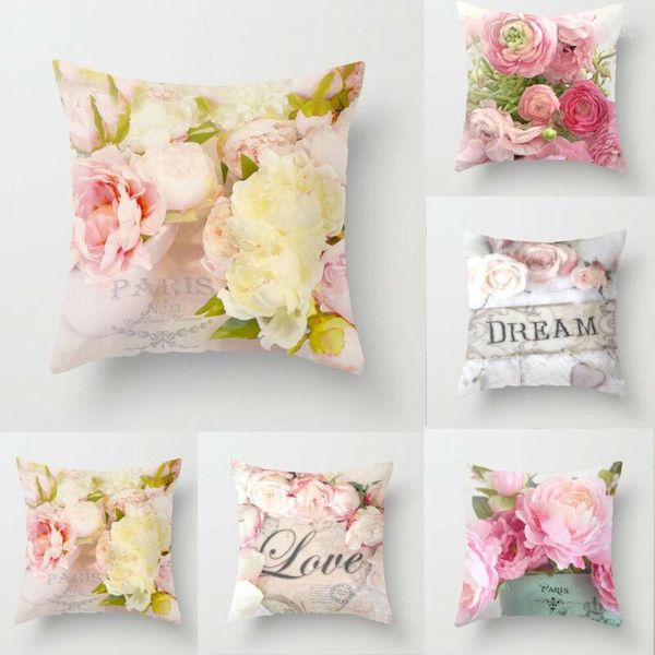 

pillow case 45cm x romantic throw pillowcases rose flower printed cushion cover square sofa home art decor1