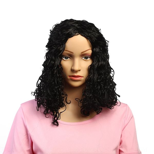 

1keom fashion imitation wig cover personality simulation small black curl medium length shoulder pear curl wig cover