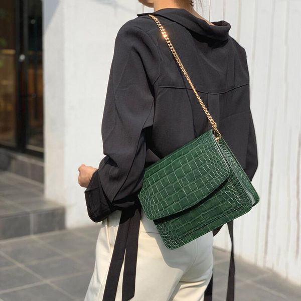 

vintage alligator handbag chain shoulder bag crossbody flap bags women messenger bags pu leather bag bolsa de hombro