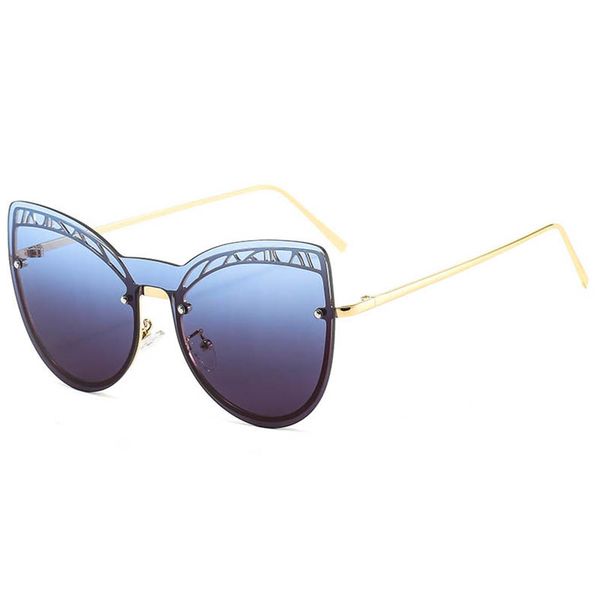 

2021 new hollow cat eye metal sunglasses retro big frame oversize ladies sun glasses ocean lens glasses 7 colors wholesale, White;black