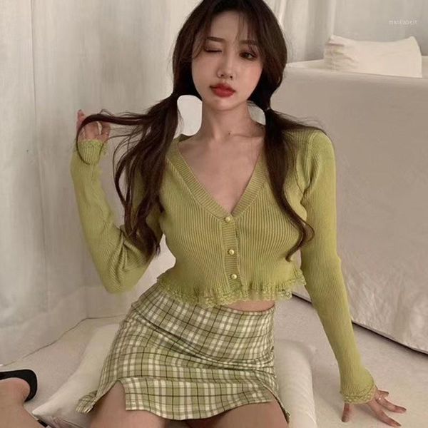 

2020 clothes women winter lace retro slim short long-sleeved all-match blouse knitted bottoming pure color shirt coats1, White