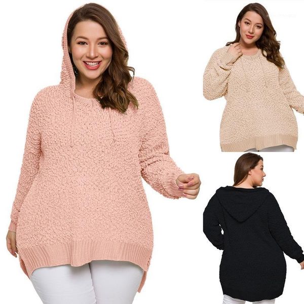 

women's sweaters women super plus size sweater autumn and winter 4 color long sleeve hood loose pullover clothes women1, White;black
