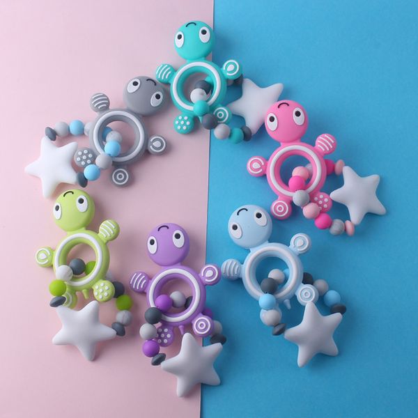 

silicone baby teether bracelet baby teething beads nurse gift food grade silicone toy product silicone big star molar toy baby products