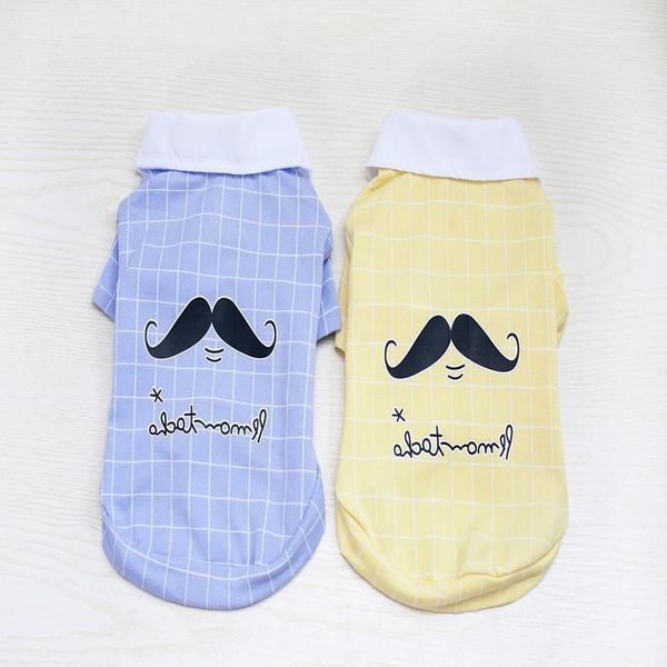 

dog apparel moustache clothes shirt lattice pet clothing small dogs cravat cute spring summer fashion chihuahua boy girl ropa para perro1