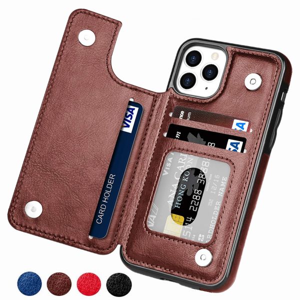 

retro pu flip leather case for iphone 12 mini 11 pro max xs multi card holder phone cases for iphone x 6 6s 7 8 plus se 2 cover