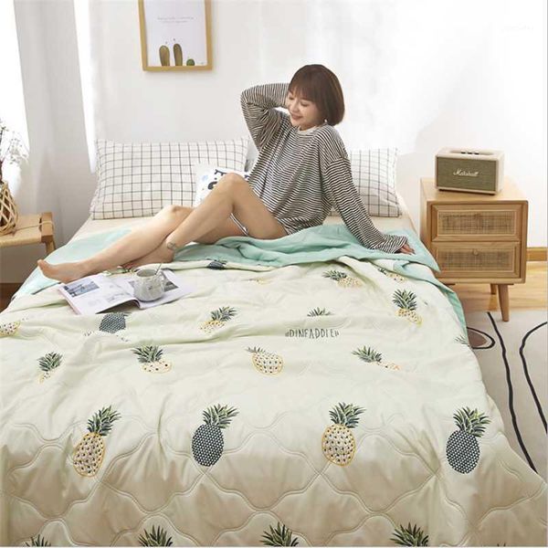 

blankets summer washed cotton air-conditioning quilt soft breathable blanket thin striped lattice bed cover1