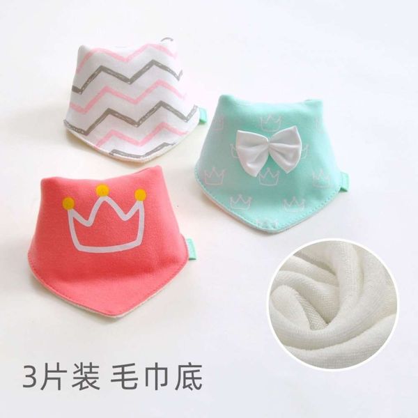 

saliva cotton triangle children baby bib button towel bottom i88p, Red;brown