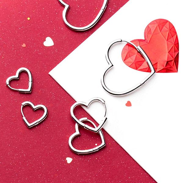 

hoop & huggie doreen box hollow heart 925 sterling silver earrings female fashion for party winter trendy jewelry,1 pair, Golden;silver