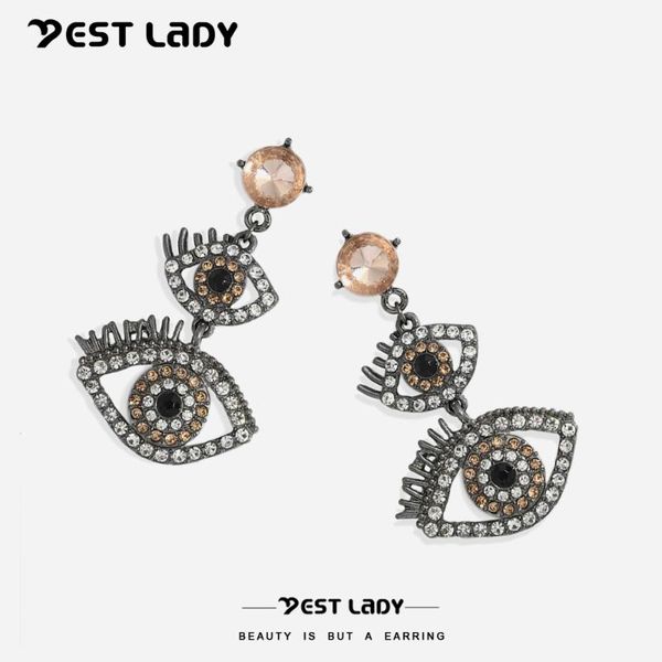 

lady eyes dangle drop earrings for women boho style crystal material party prom new trendy fashion jewelry statement, Silver