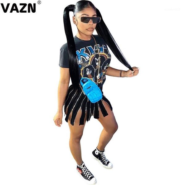 

party dresses vazn 2021 summer high-end special hollow out classic black young club fashion short sleeve women a-line mini dress1, White;black