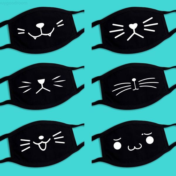 

black cartoon face mask funny teeth punk skull anti- dust winter cubre bocas hombre cotton mouth mask
