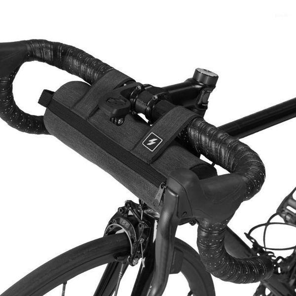 

bike handlebar bag cycling tube bag bike bicycle front frame cycling strap-on storage1