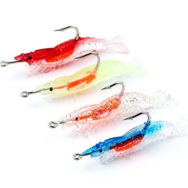 

4pcs/lot hooks shrimp soft lure sil fishing lures 6cm/3g wobbler fishing artificial baits with hooks carp fishin sqctoe