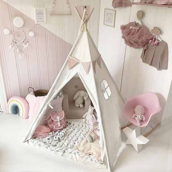 

tipi triangle kidstent teepee canvas sleeping dome 130cm play-tent teepee house wigwam room children's tent game-house 1020
