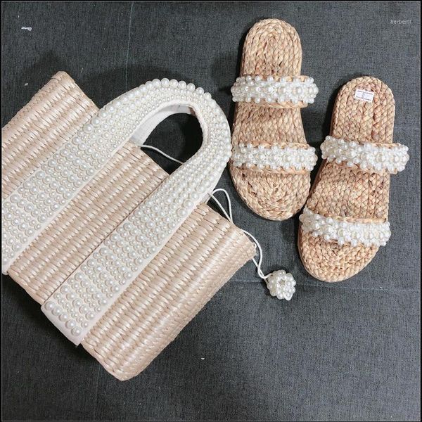 

sandals straw shoes ins style national colored fur ball tassel beach vacation and slippers1, Black