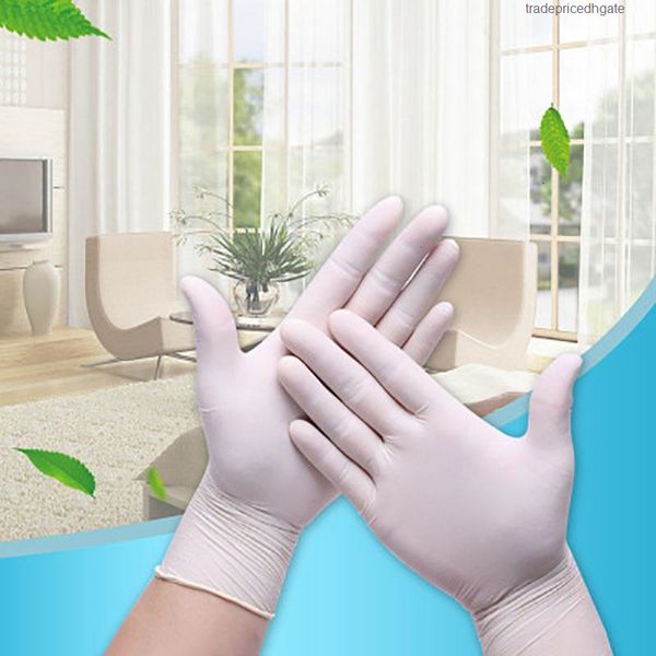 

laboratory latex rubber white nitrile food 100pcs disposable cleaning plastic thick durable gloves