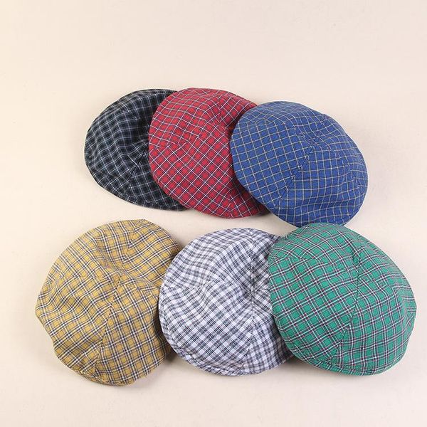 

berets s summer women plaid blank hat casual vintage ivy cap, Blue;gray