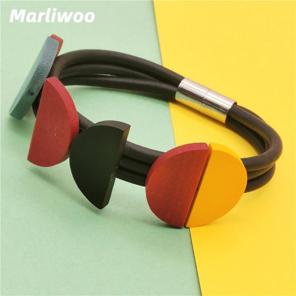 

bangle marliwoo multicolor wood jewelry charm bangles for women boho bracelet wooden accessories black chain party gift female