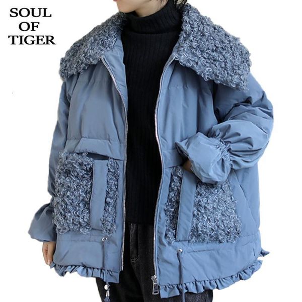 

soul of tiger luxury korean designer ladies winter coats vintage duck down jackets womens thicken warm parkas loose outerwear, Black