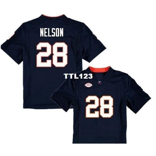 

new men uva cavalierss brenton nelson #28 real full embroidery college jersey size s-4xl or custom any name or number jersey, Black