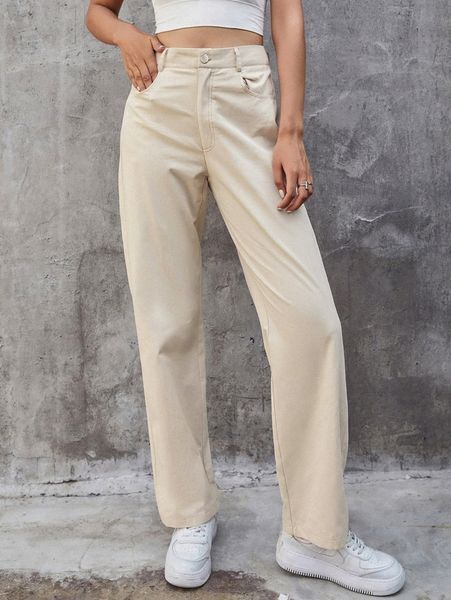 

high waist straight leg pants i5dz#, Black;white