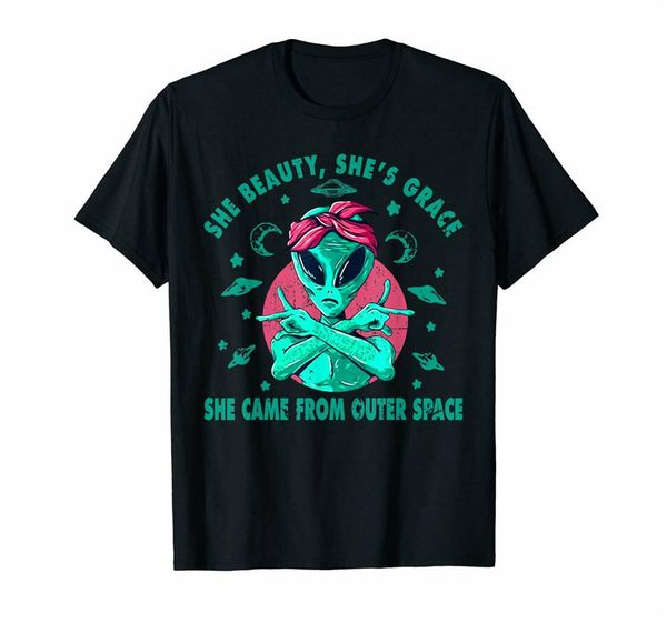 

she beauty she grace she came from outer space black t-shirt s-5xl tee tshirt sport hooded sweatshirt hoodie