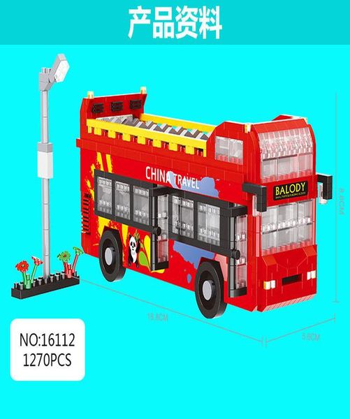 

2019 новый balody 16112 китай panda travel red double decker tour bus 3d модель diy алмазные мини строительные блоки мини кирпичи игрушки sq
