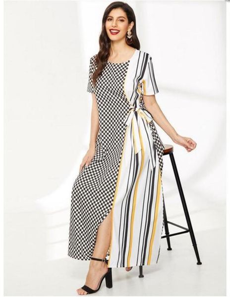 

women's printed plaid striped drs, Black;gray